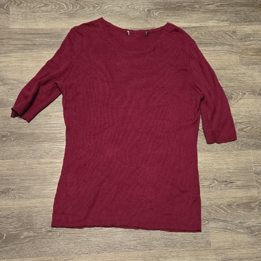 Peruvian Connection Magenta Ribbed Tunic Length Sweater Size XL